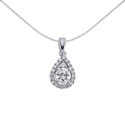 Silver  CZ Tears of Joy Pendant Necklace 18 inch - GVP238