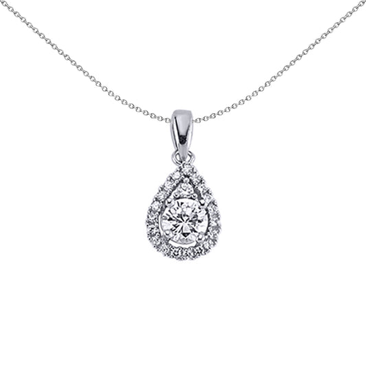 Silver  CZ Tears of Joy Pendant Necklace 18 inch - GVP238