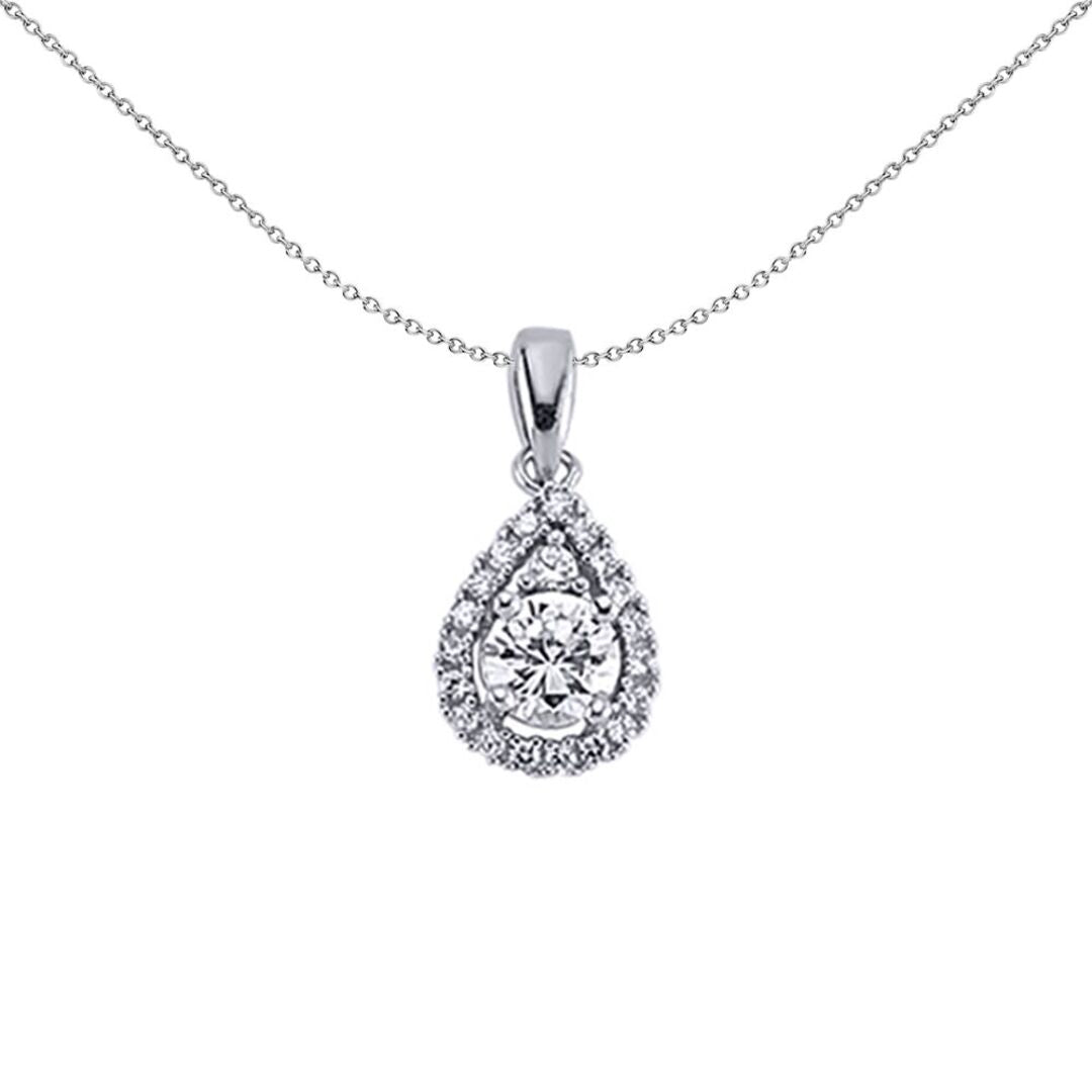 Silver  CZ Tears of Joy Pendant Necklace - GVP238