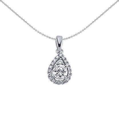 Silver  CZ Tears of Joy Pendant Necklace - GVP238
