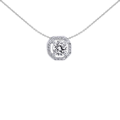 Silver  CZ Halo Charm Necklace 18 inch - GVP246