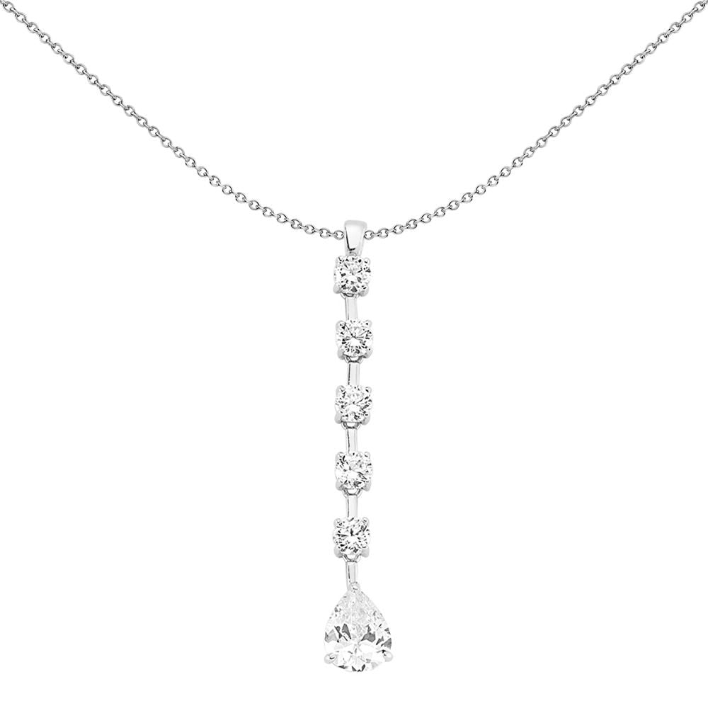 Sterling Silver  CZ Drop Pendant - GVP263