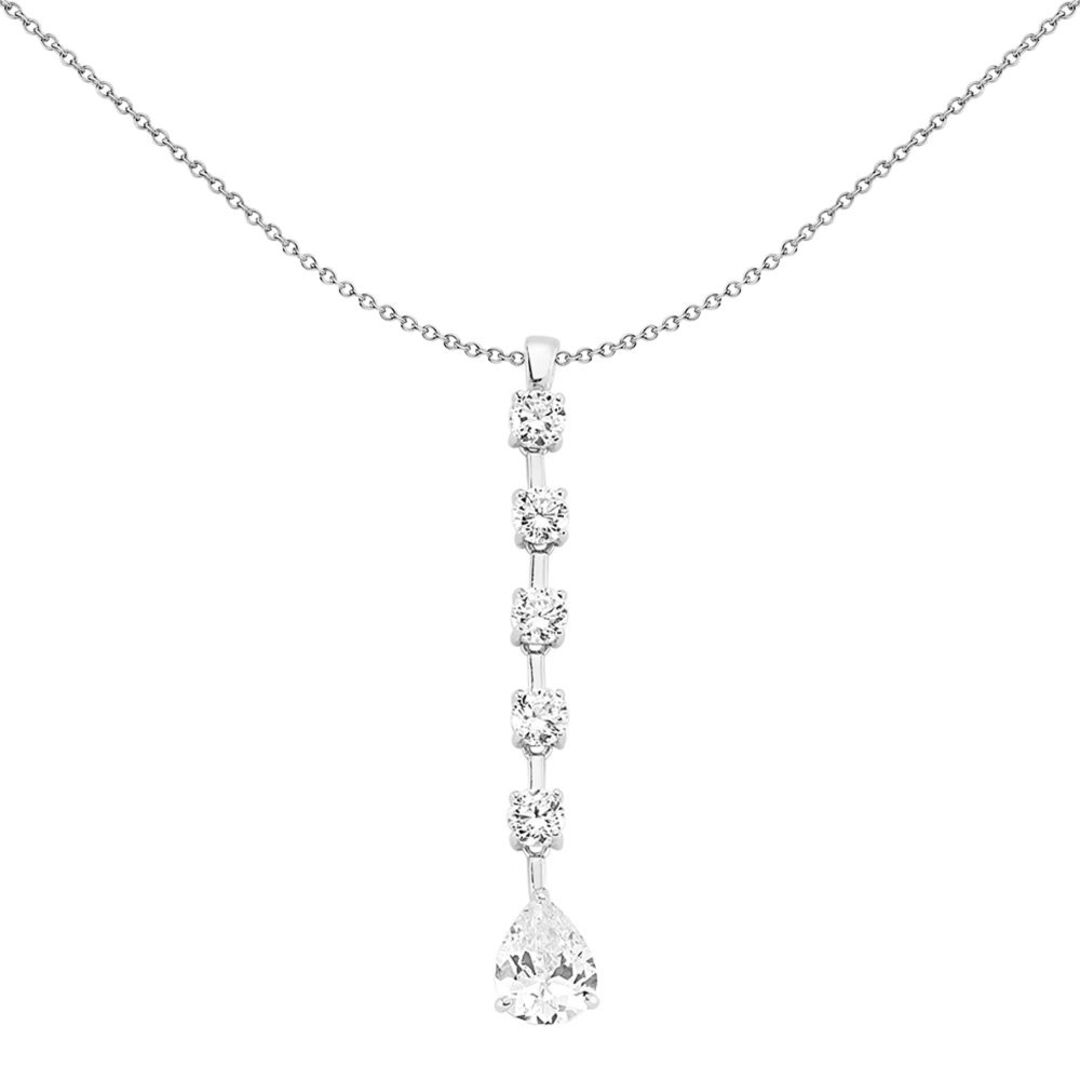 Sterling Silver  CZ Pear Eternity Tennis Drop Pendant - GVP263