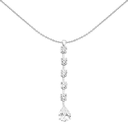 Sterling Silver  CZ Pear Eternity Tennis Drop Pendant - GVP263