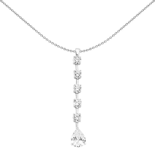 Sterling Silver  CZ Pear Eternity Tennis Drop Pendant - GVP263