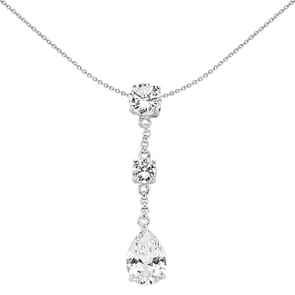 Sterling Silver  CZ Drop Pendant - GVP267