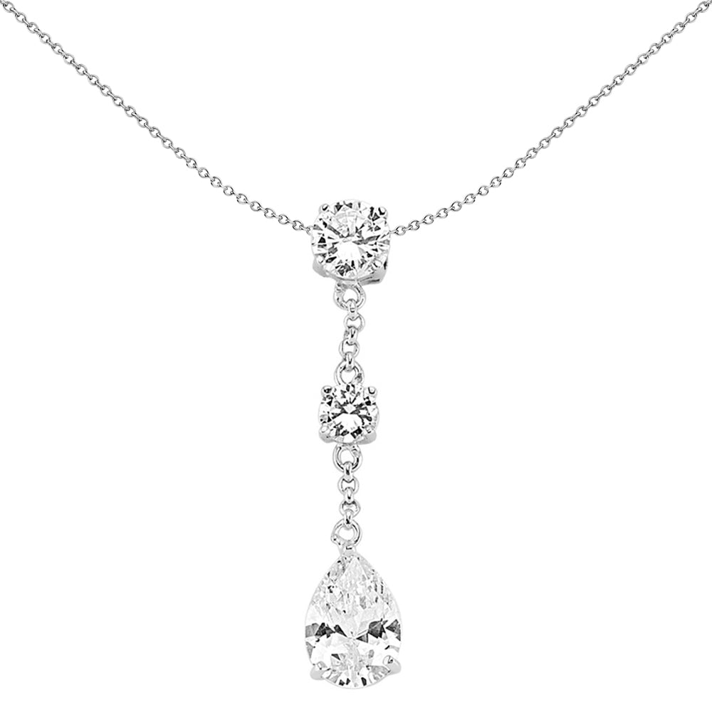 Sterling Silver  CZ Drop Pendant - GVP267