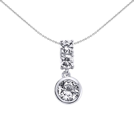Sterling Silver  CZ Morse Code Bubble Pendant Necklace - GVP271