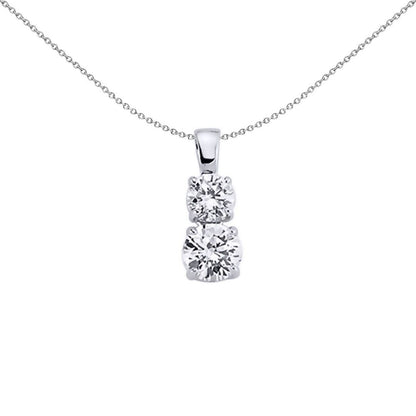 Sterling Silver  CZ Snowman Duet Drop Toi et Moi Pendant Necklace - GVP272