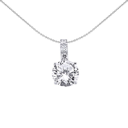 Sterling Silver  CZ 4-Claw Solitaire Pendant Necklace - GVP273