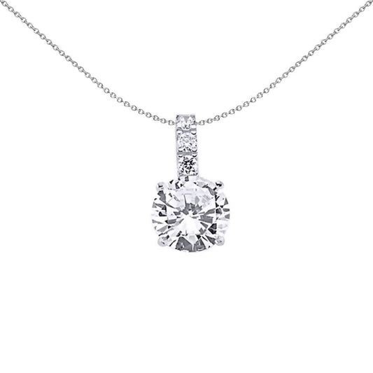 Sterling Silver  CZ 4-Claw Solitaire Pendant Necklace - GVP273