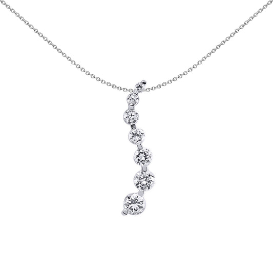 Silver  CZ Flow Drop Wave Pendant Necklace 18 inch - GVP274