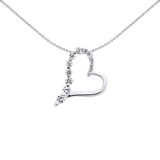 Sterling Silver  CZ Open Love Heart Pendant Necklace - GVP278