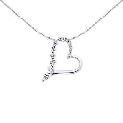 Silver  CZ Love Heart Pendant Necklace 18 inch - GVP278