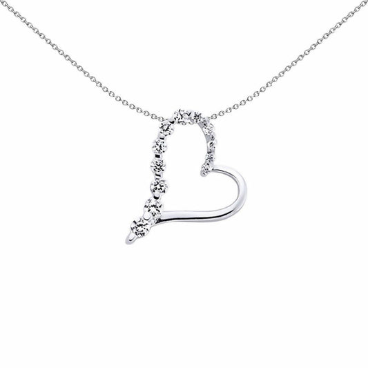 Silver  CZ Love Heart Pendant Necklace 18 inch - GVP278