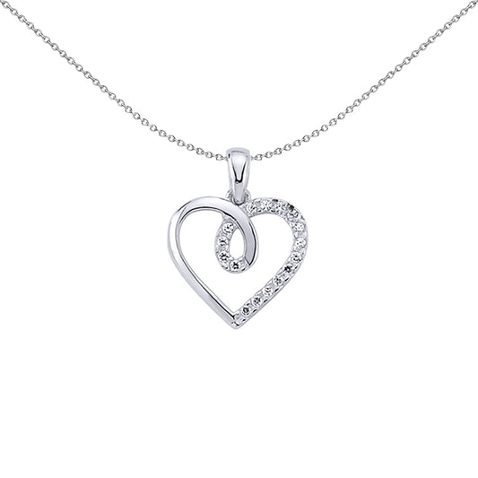 Silver  CZ Love Heart Pendant Necklace 18 inch - GVP279