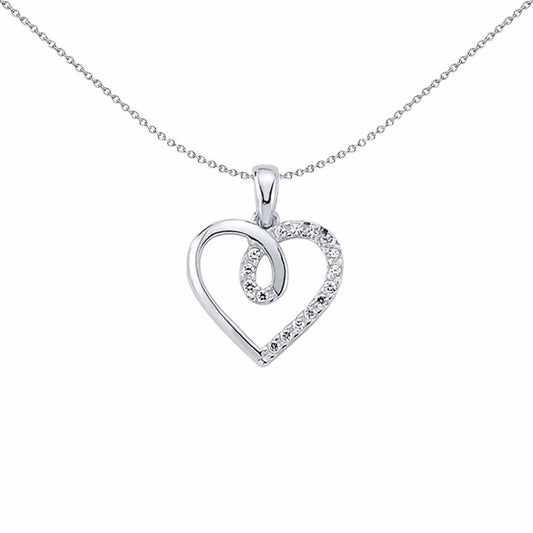 Silver  CZ Love Heart Pendant Necklace 18 inch - GVP279
