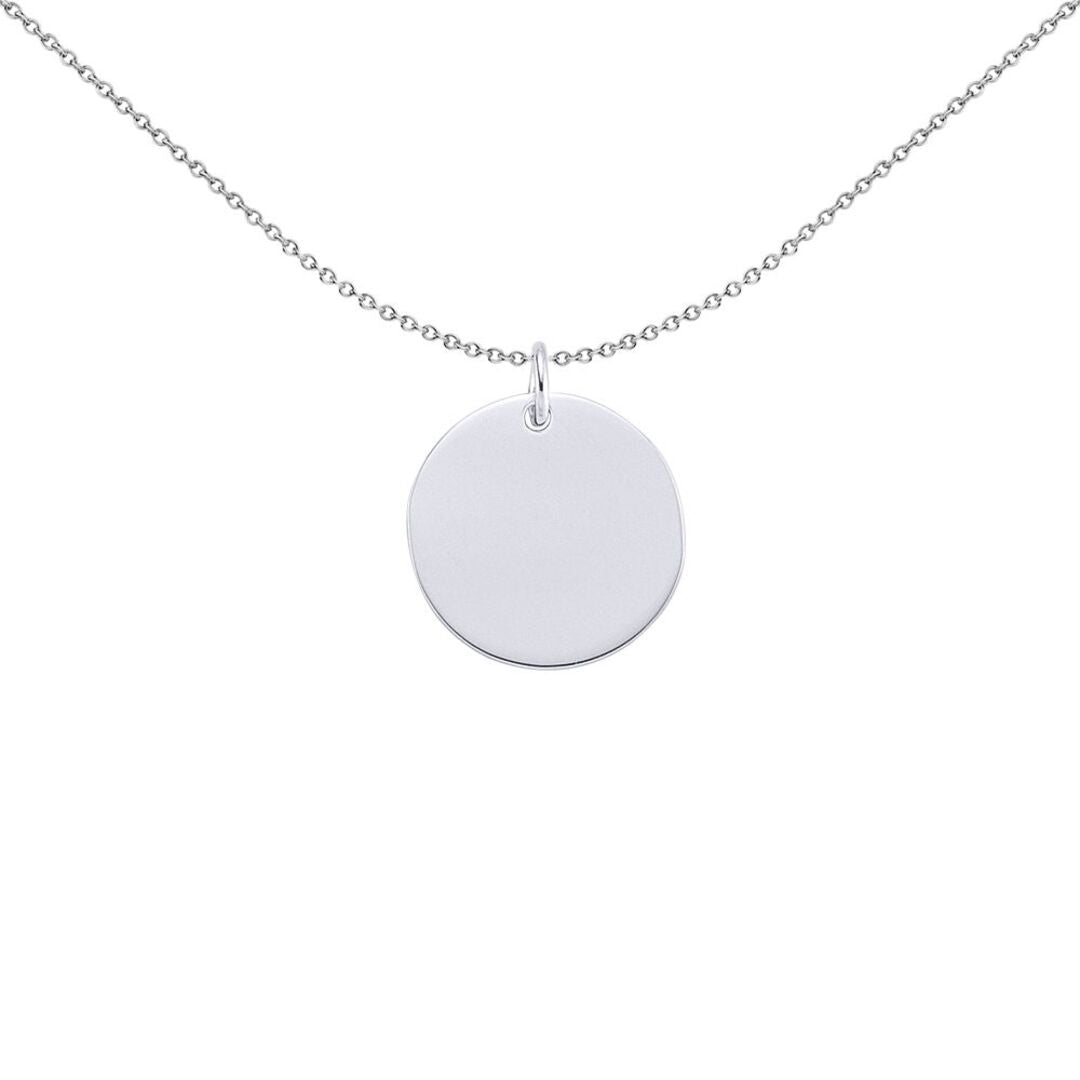 Sterling Silver  Polished Round Disc Medallion Necklace 10mm - GVP288-10MM