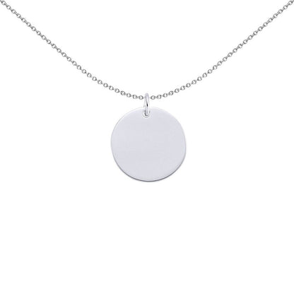 Sterling Silver  Polished Round Disc Medallion Necklace 10mm - GVP288-10MM