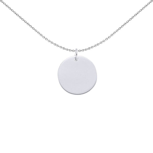 Sterling Silver  Polished Round Disc Medallion Necklace 10mm - GVP288-10MM