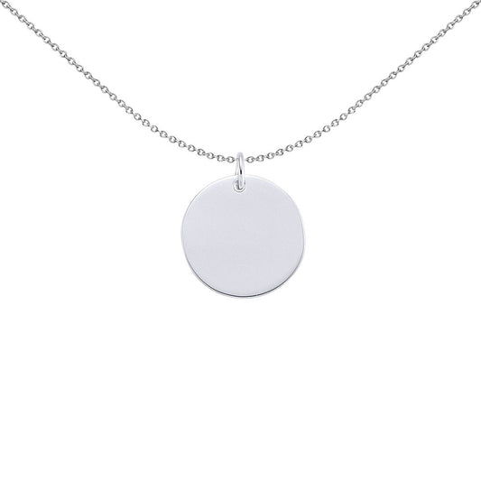 Silver  Round Disc Medallion Necklace 18 inch - GVP288-10MM