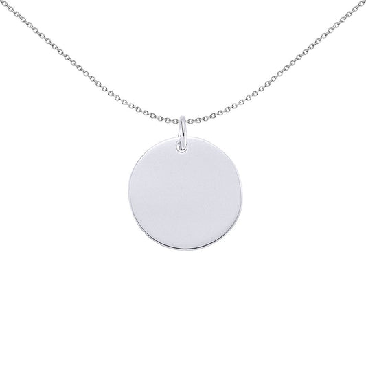 Silver  Round Disc Medallion Necklace 18 inch - GVP288-15MM
