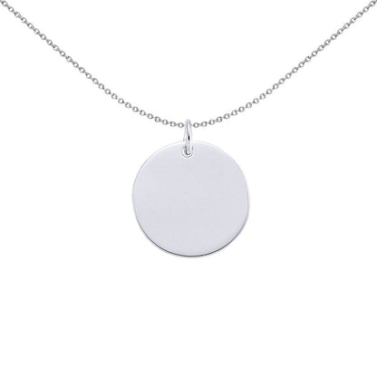 Sterling Silver  Polished Round Disc Medallion Necklace 15mm - GVP288-15MM