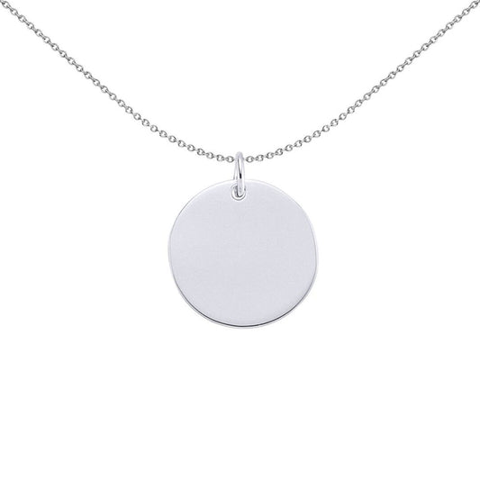 Sterling Silver  Polished Round Disc Medallion Necklace 15mm - GVP288-15MM