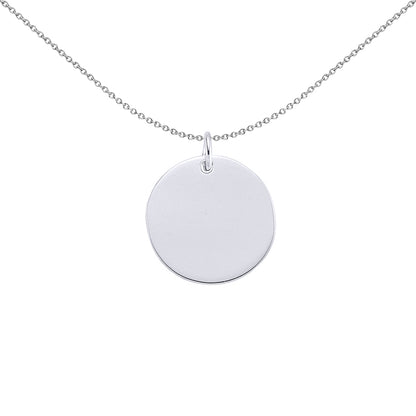 Silver  Round Disc Medallion Necklace 18 inch - GVP288-15MM