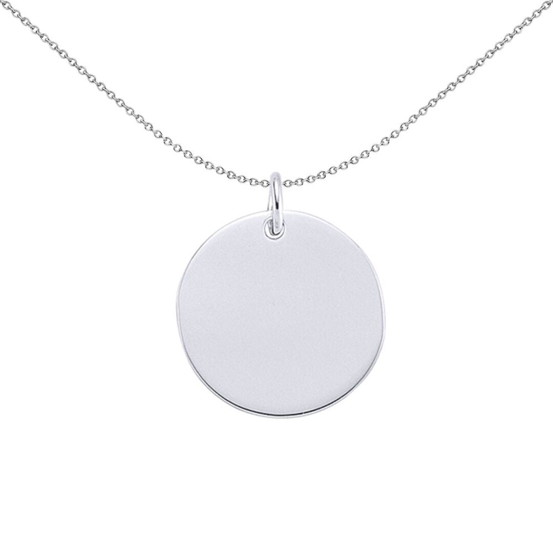 Sterling Silver  Polished Round Disc Medallion Necklace 20mm - GVP288-20MM