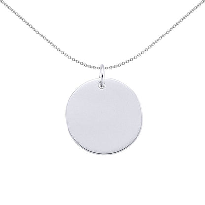 Sterling Silver  Polished Round Disc Medallion Necklace 20mm - GVP288-20MM