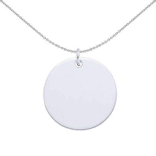 Silver  25mm Disc Medallion Charm Necklace 18 inch - GVP288-25MM