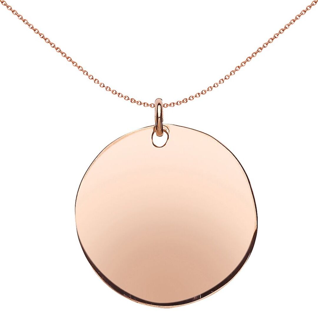 Rose Sterling Silver  Polished Round Disc Medallion Necklace 25mm - GVP288ROSE-25MM
