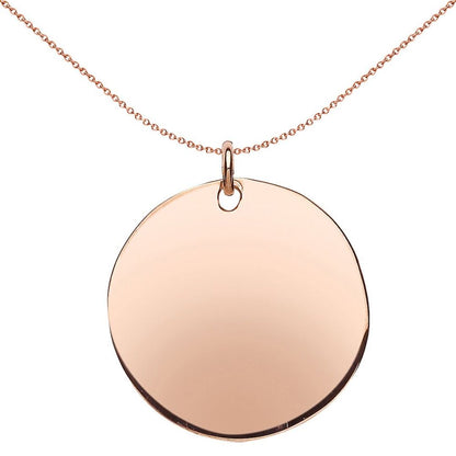 Rose Sterling Silver  Polished Round Disc Medallion Necklace 25mm - GVP288ROSE-25MM