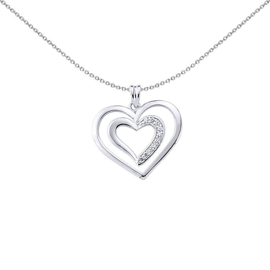 Sterling Silver  CZ Infinity Tunnel Love Heart Pendant Necklace - GVP289