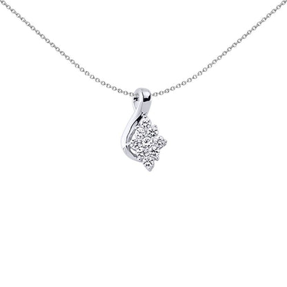 Sterling Silver  CZ Kite Wave Cluster Pendant Necklace - GVP304