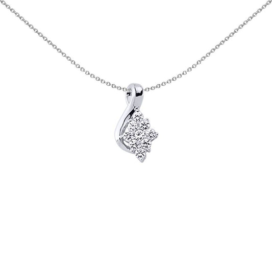Sterling Silver  CZ Kite Wave Cluster Pendant Necklace - GVP304