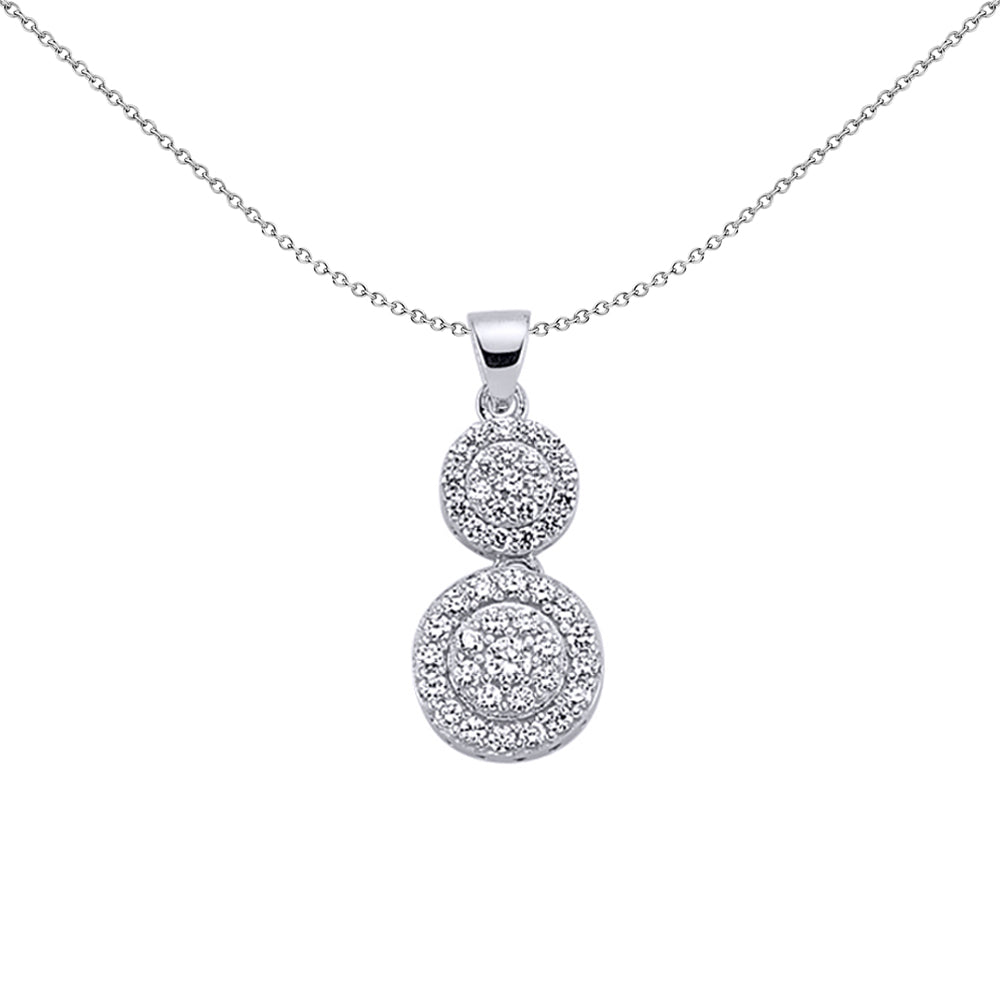 Silver  CZ Figure 8 Pendant Necklace 18 inch - GVP309