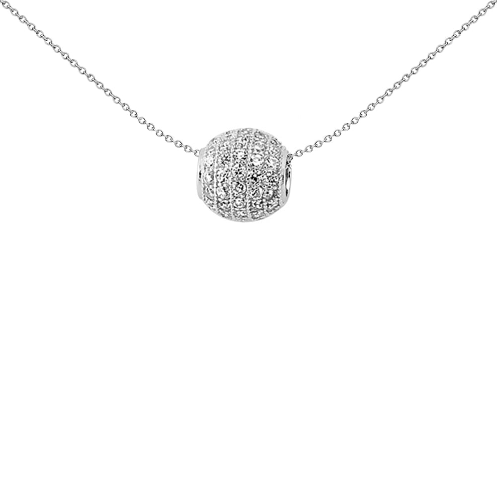 Sterling Silver  CZ Micro-Pave Bead Necklace - GVP313