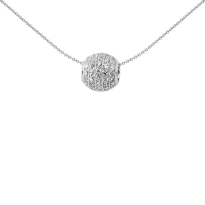 Sterling Silver  CZ Slider Ball Micro-Pave Bead Necklace - GVP313