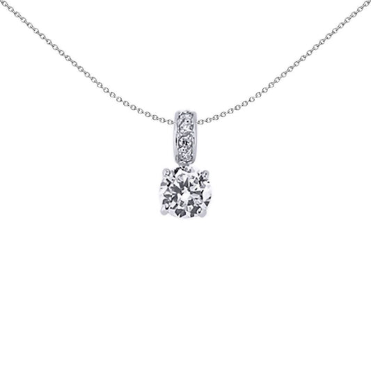 Sterling Silver  CZ 4-Claw Solitaire Drop Pendant Necklace - GVP318