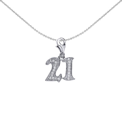 Silver  CZ 21 Birthday Pendant Necklace 18 inch - GVP323