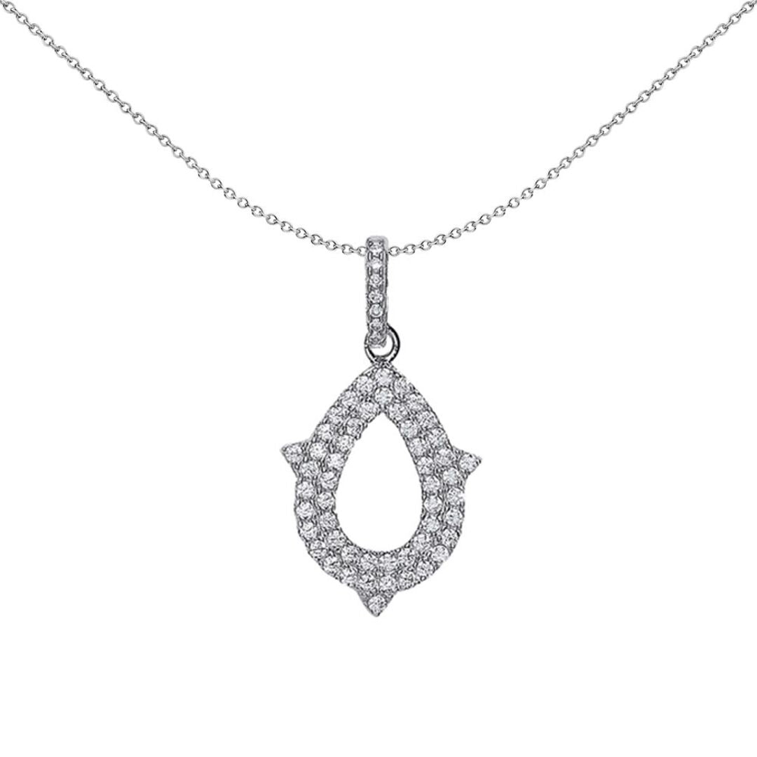 Sterling Silver  CZ Prickly Pear Tear of Joy Pendant Necklace - GVP329