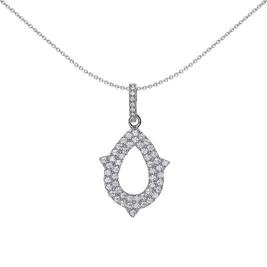 Sterling Silver  CZ Prickly Pear Tear of Joy Pendant Necklace - GVP329