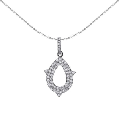 Sterling Silver  CZ Prickly Pear Tear of Joy Pendant Necklace - GVP329