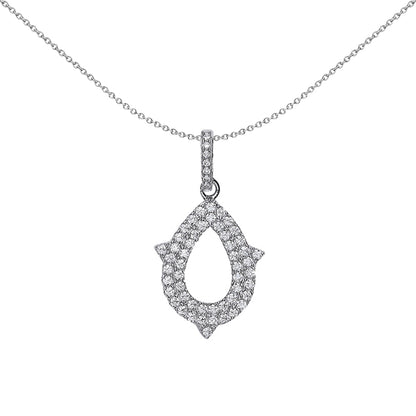 Silver  CZ Tear of Joy Pendant Necklace 18 inch - GVP329