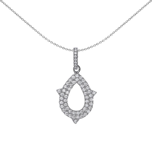 Silver  CZ Tear of Joy Pendant Necklace 18 inch - GVP329