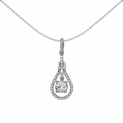 Silver  CZ Tear of Joy Pendant Necklace 18 inch - GVP330