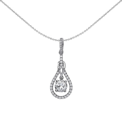 Silver  CZ Tear of Joy Pendant Necklace 18 inch - GVP330