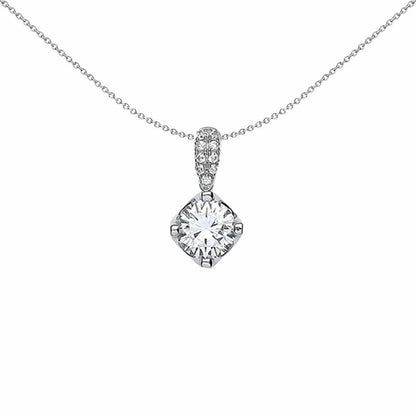 Silver  CZ Crown Pendant Necklace 18 inch - GVP332
